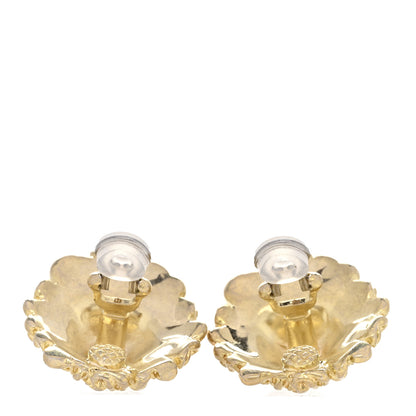 Gucci Crystal Lion Head Clip On Earrings Aged Gold Green 3 of 4