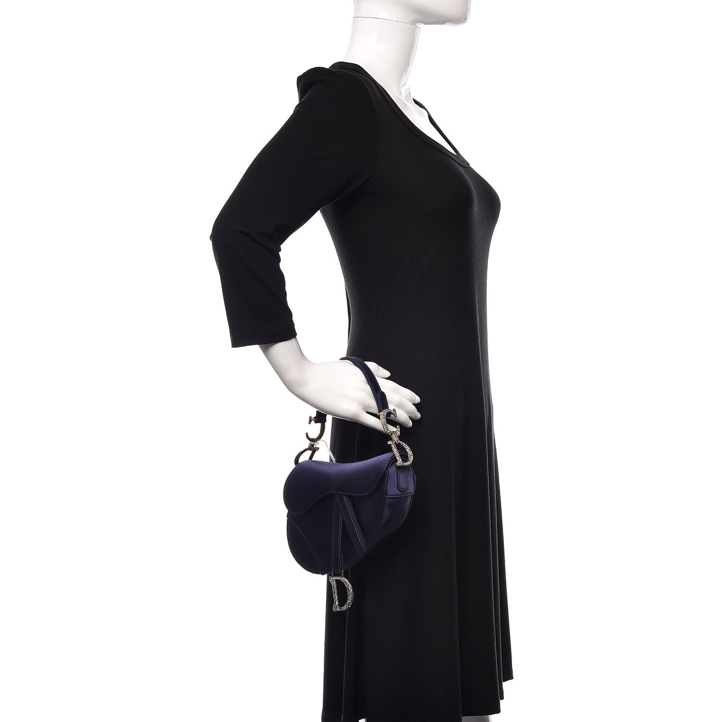 Satin Crystal Mini Saddle Bag Blue