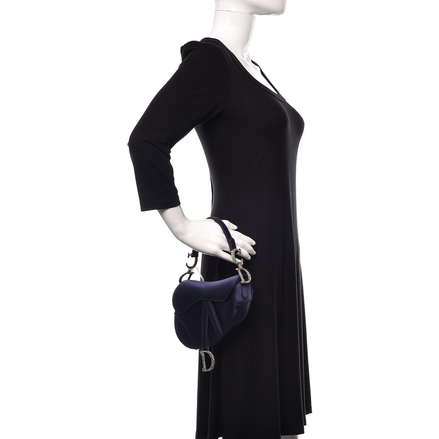 Christian Dior Satin Crystal Mini Saddle Bag Blue 2 of 7