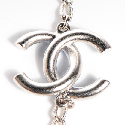 Chanel Crystal Baguette CC Double Strand Necklace Silver Blue 5 of 8