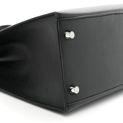 Hermes Madame Calfskin Shiny Niloticus Crocodile Kelly Sellier Touch 28 Black 8 of 13