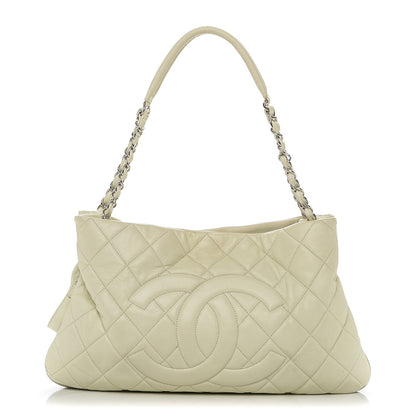 Chanel Caviar Quilted Expandable Zip Shoulder Bag White 1 of 8
