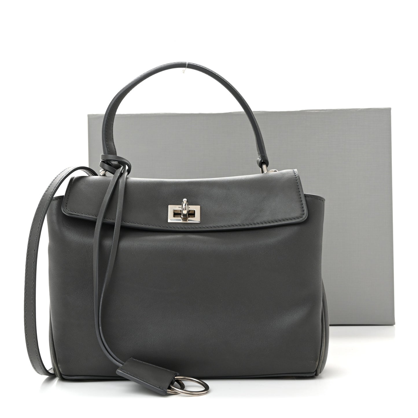 Natural Smooth Calfskin Mini Rodeo Top Handle Handbag Grey