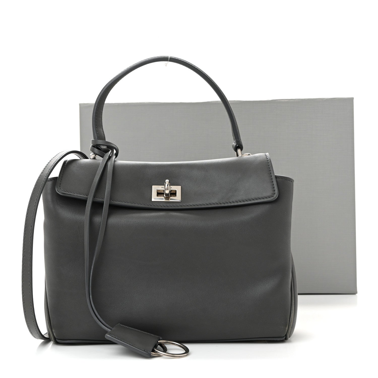 Balenciaga Natural Smooth Calfskin Mini Rodeo Top Handle Handbag Grey 12 of 12