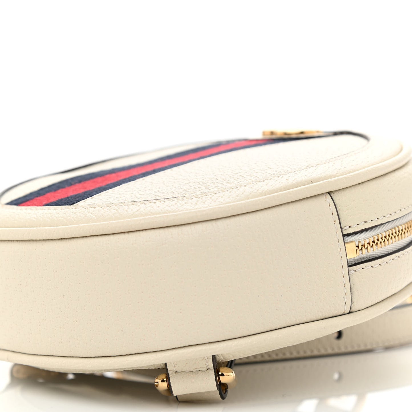 Textured Calfskin Web Mini Ophidia Round Backpack Mystic White