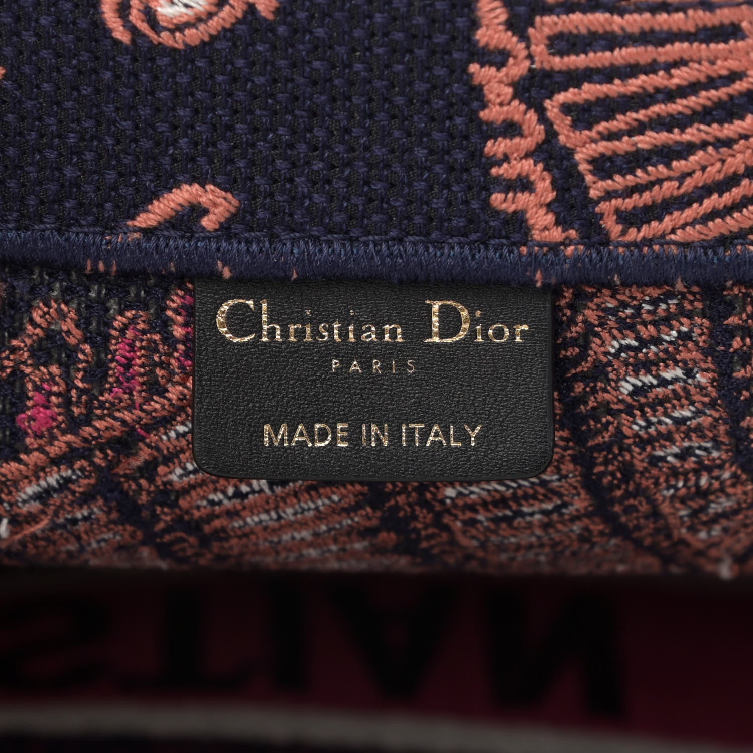 Christian Dior Canvas Embroidered Dior Animals Tiger Book Tote Deep Blue Fuchsia 6 of 14