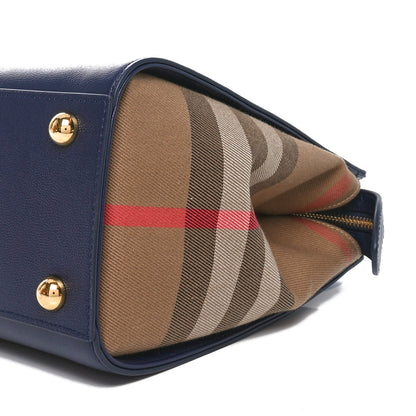 Burberry Calfskin Mega Check Small Banwell Tote Dark Canvas Blue 9 of 9