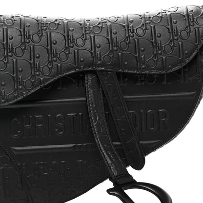 Christian Dior Calfskin Embossed Oblique Saddle Bag Black 8 of 10