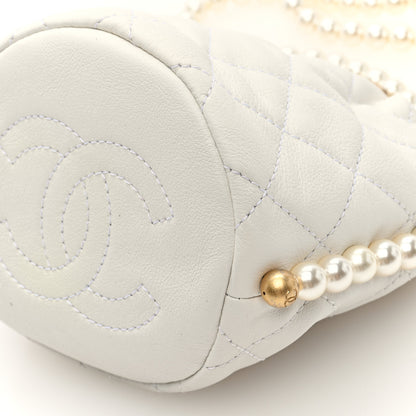 Chanel Calfskin Quilted Pearl Mini About Pearls Drawstring Bucket Bag White 10 of 10