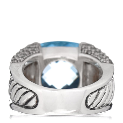 David Yurman Sterling Silver Blue Topaz Diamond 14mm Cocktail Ring 51 5.75 4 of 4