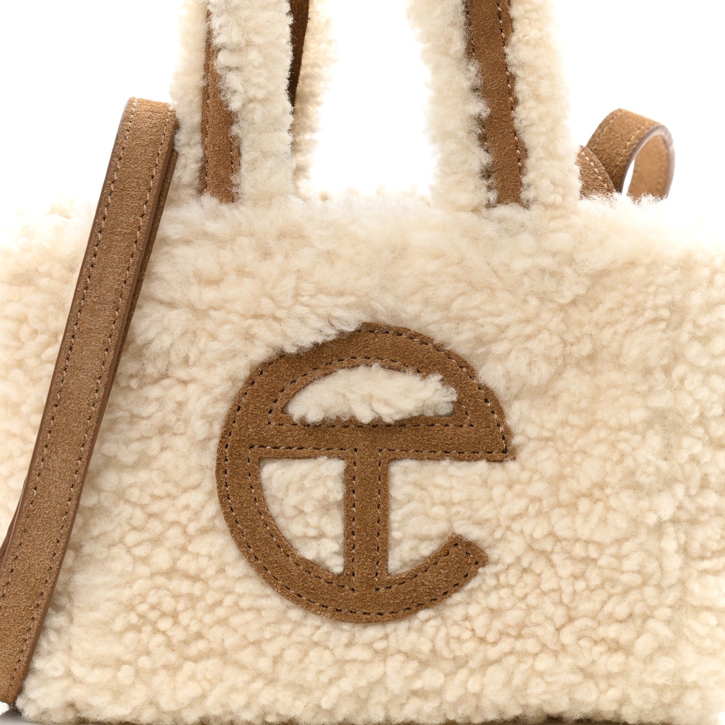 X UGG Suede Shearling Reverse Small Shopping Bag Natural