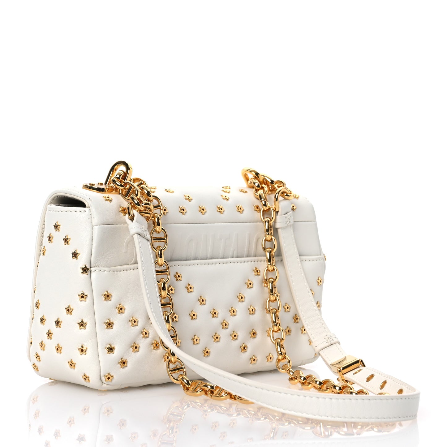 Calfskin Star Motif Macrocannage Caro Bag Latte