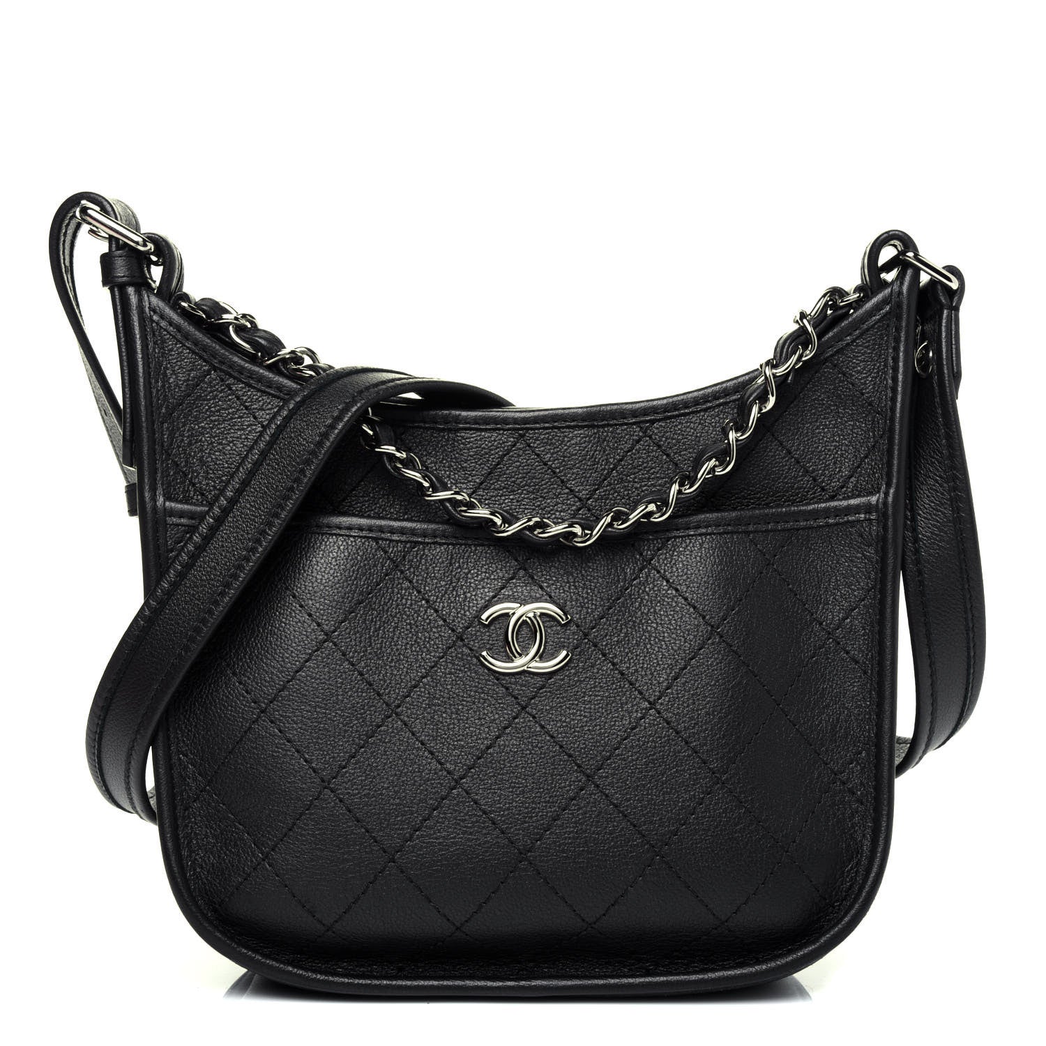 Chanel Calfskin Quilted Jungle Stroll Hobo Bag Black 1 of 16