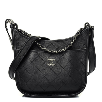 Chanel Calfskin Quilted Jungle Stroll Hobo Bag Black 1 of 16