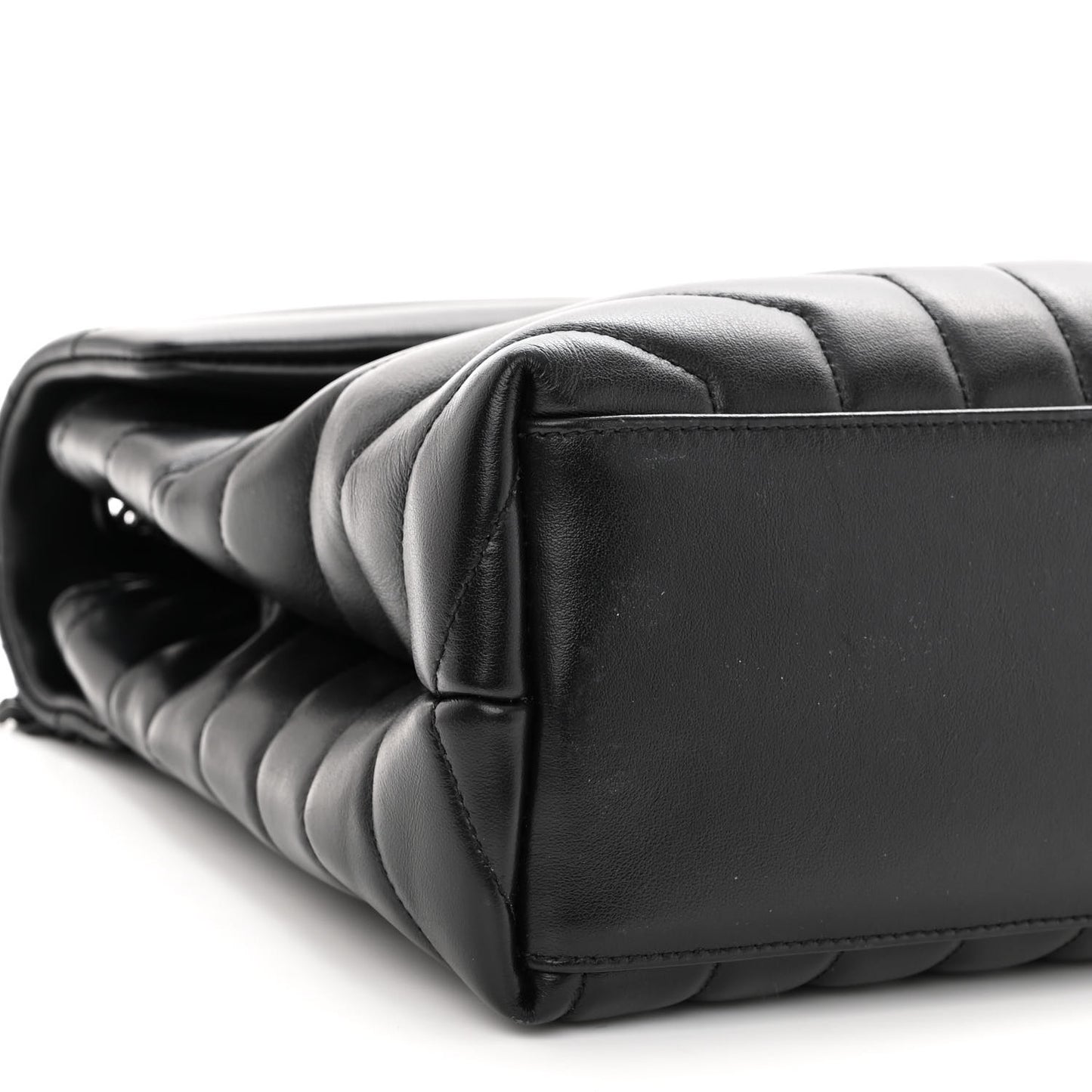 Calfskin Y Quilted Monogram Monochrome Medium Loulou Chain Satchel Black