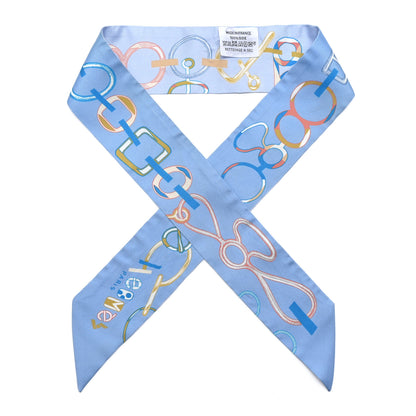 Hermes Silk Do Re Boucles Twilly Bleu Ciel Blue Cob 1 of 6