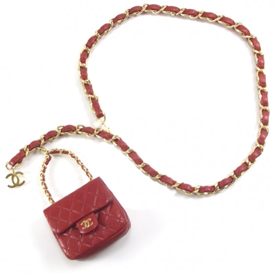 Chanel Vintage Lambskin Flap Belt Bag Red 1 of 9