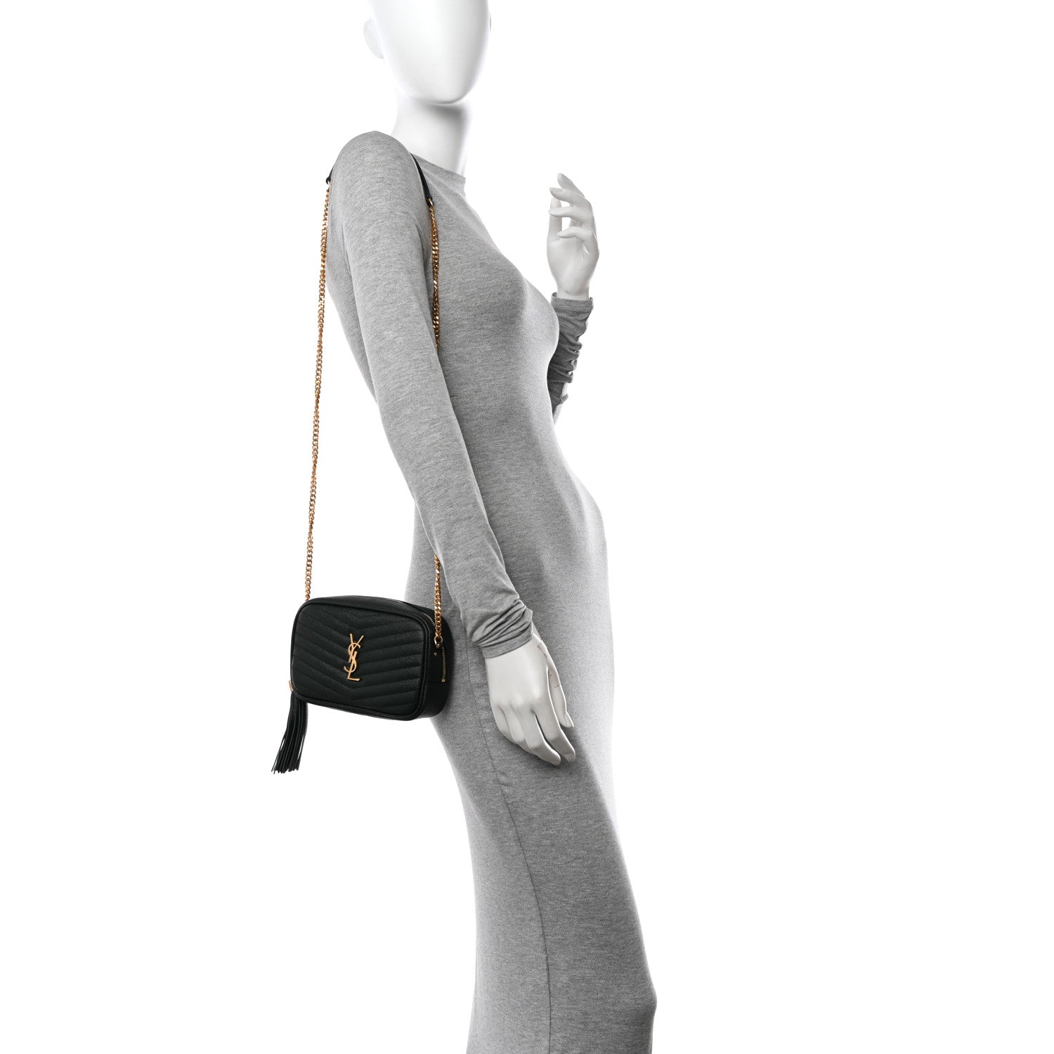 Saint Laurent Grain De Poudre Matelasse Monogram Mini Lou Camera Bag New Vert Fonce 2 of 10