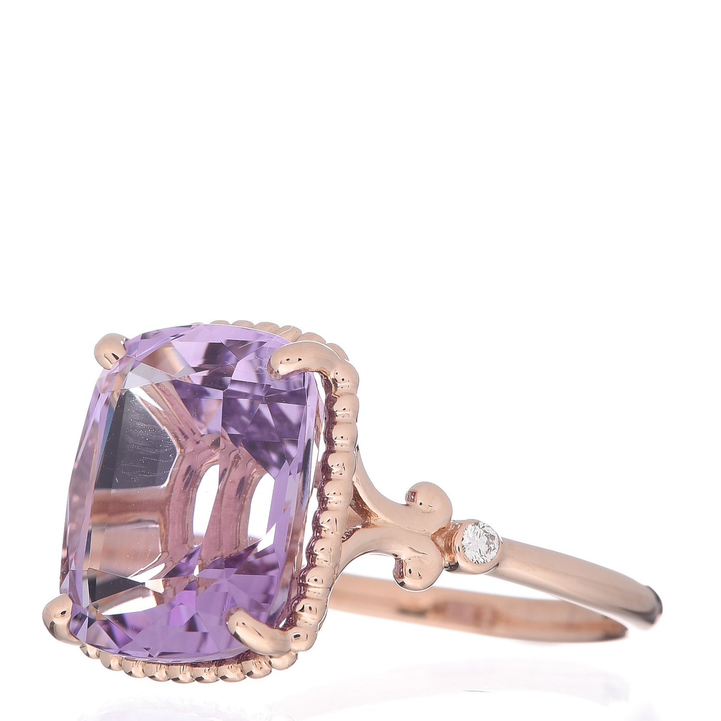 18K Rose Gold Amethyst Diamond Sparklers Cocktail Ring 51 5.75
