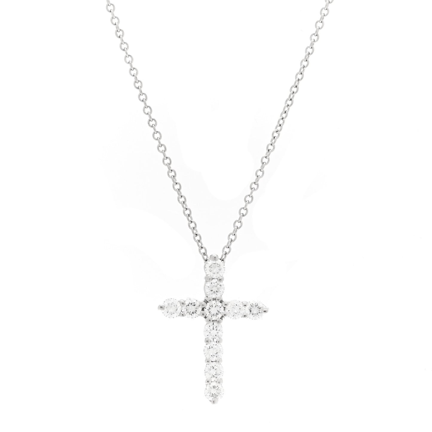 Platinum Diamond Small Cross Pendant Necklace