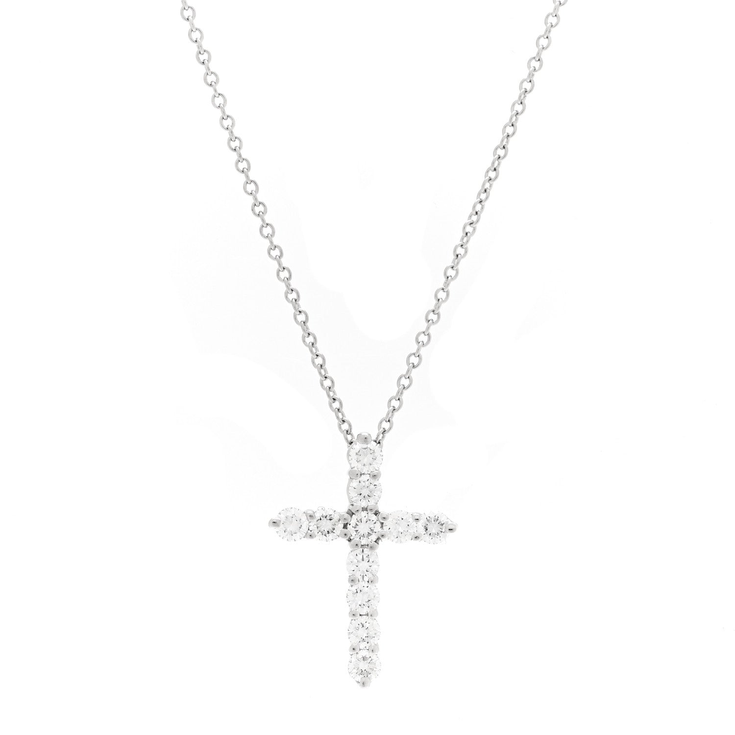 Tiffany Platinum Diamond Small Cross Pendant Necklace 4 of 8