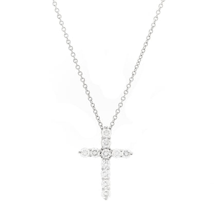 Tiffany Platinum Diamond Small Cross Pendant Necklace 4 of 8