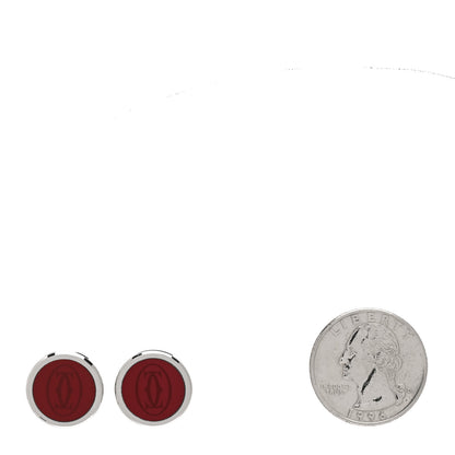 Cartier Sterling Silver Lacquer Double C Logo Cufflinks Red 2 of 5
