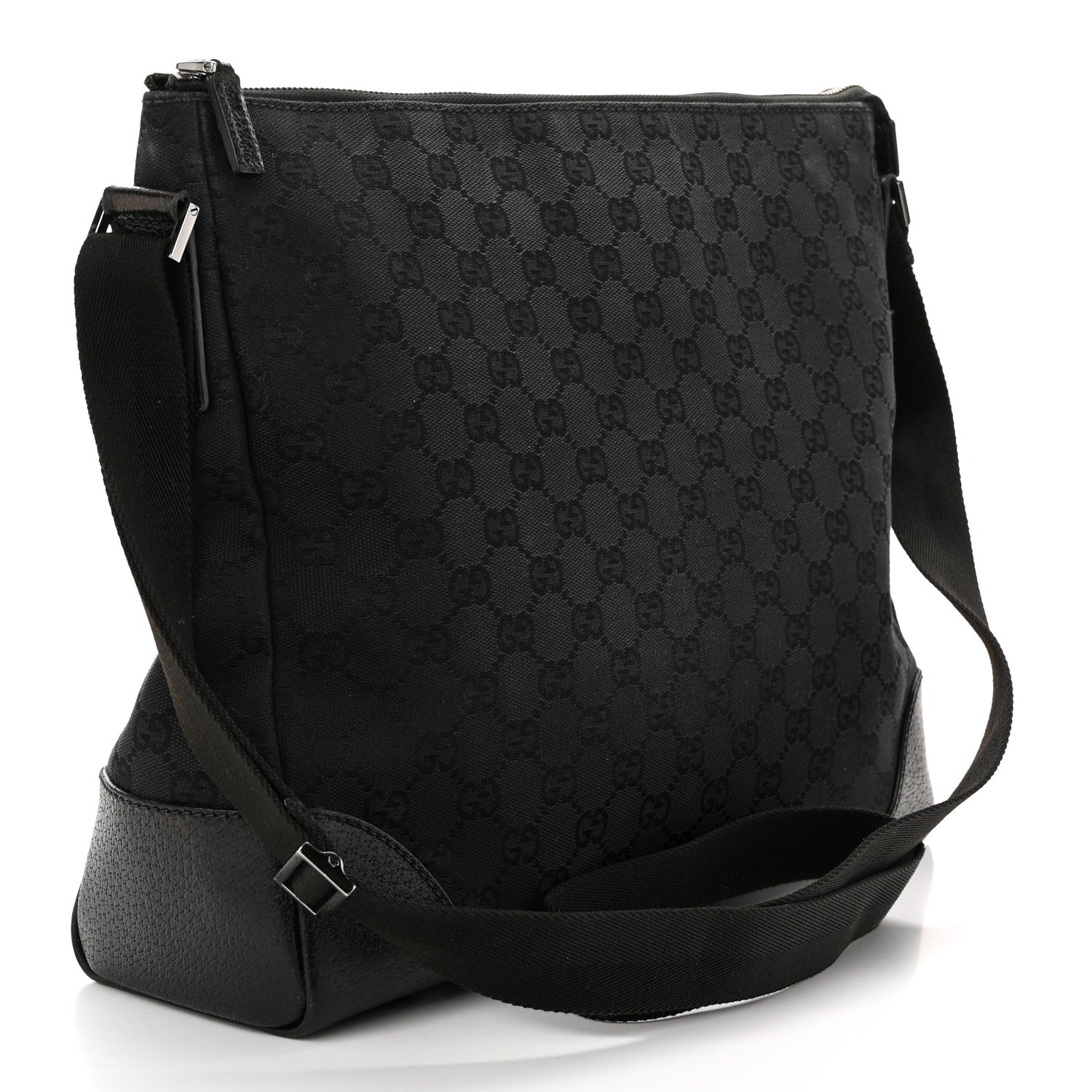 Gucci Monogram Flat Messenger Bag Black 3 of 11