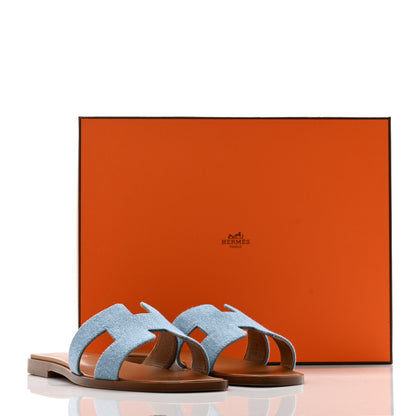 Hermes Denim Canvas Oran Sandals 37 Bleu Clair 10 of 10