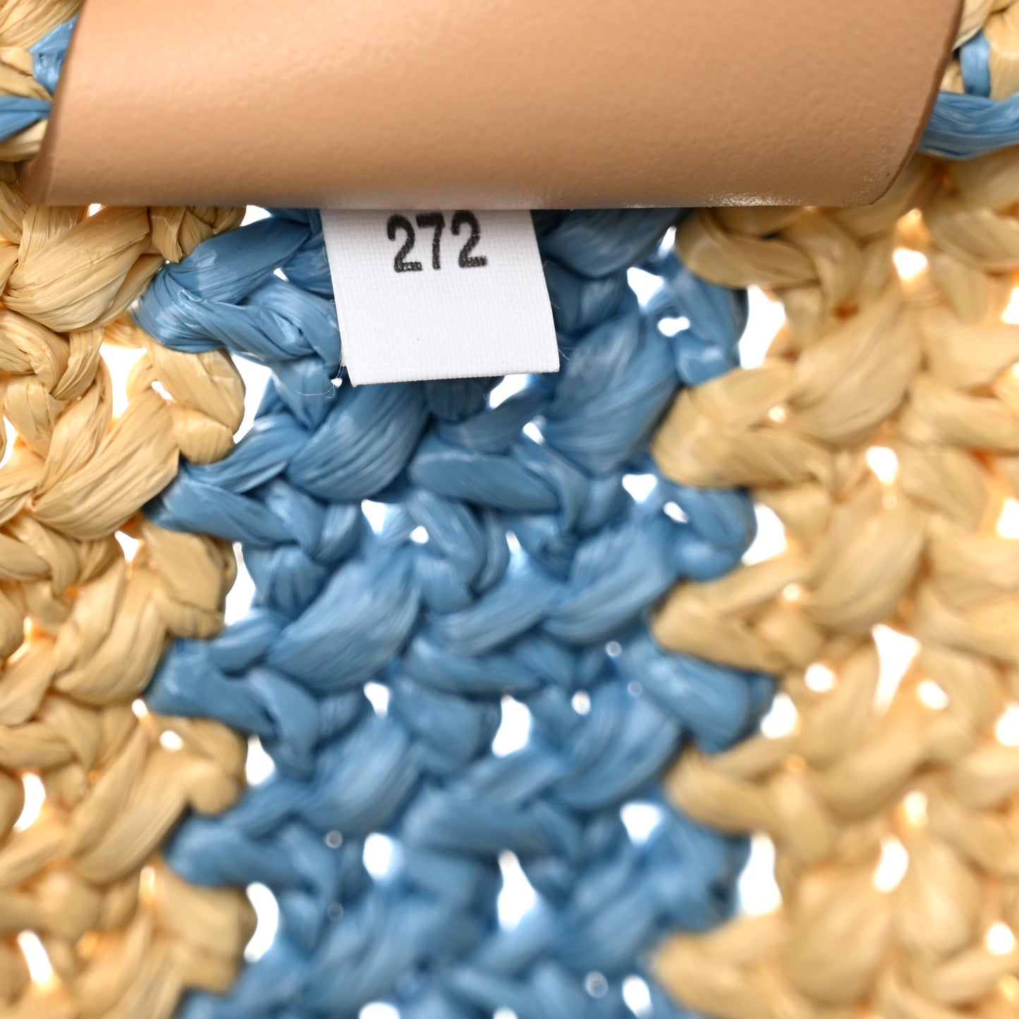 Yarn Raffia Effect Crochet Striped Large Logo Tote Naturale Celeste