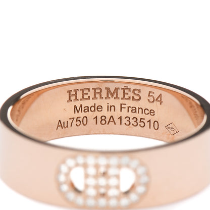 Hermes 18K Rose Gold Diamond PM H D'Ancre Ring 54 7 3 of 5
