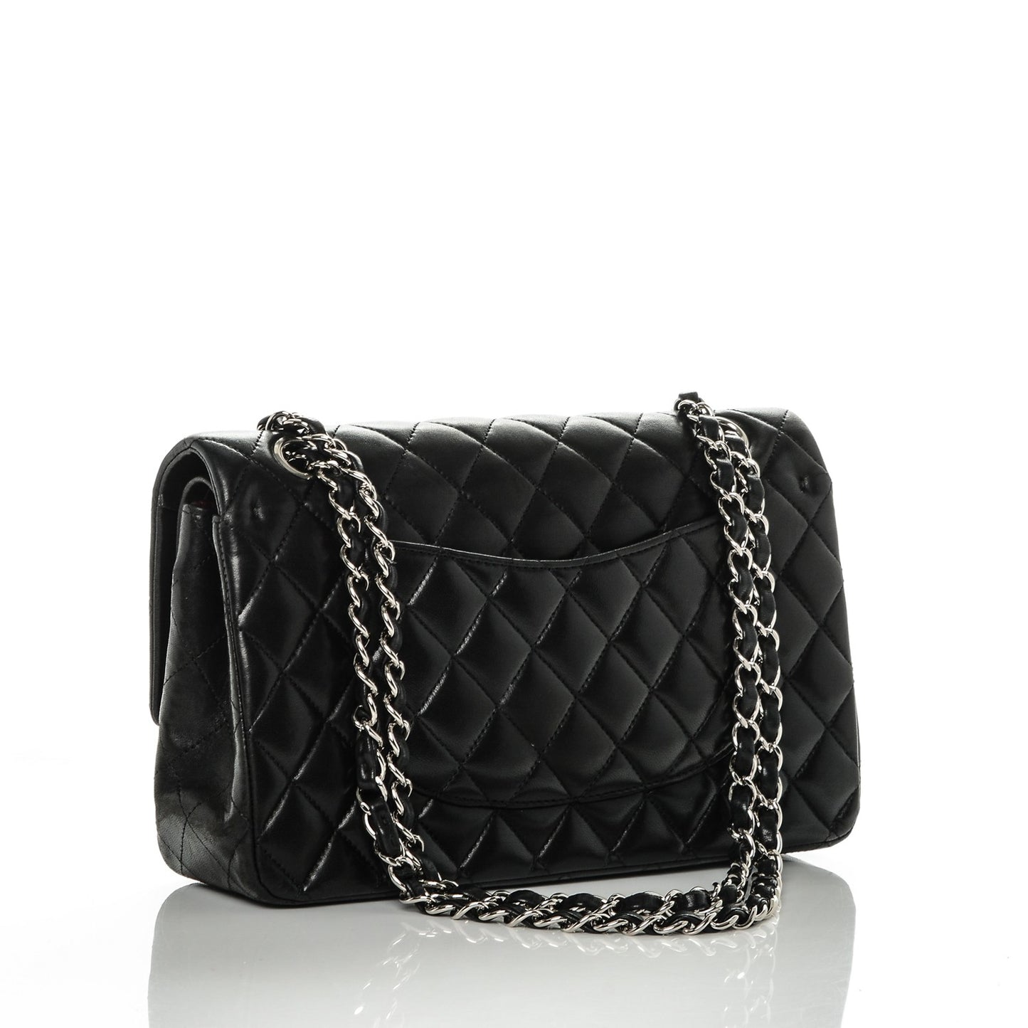 Lambskin Quilted Medium Double Flap Black