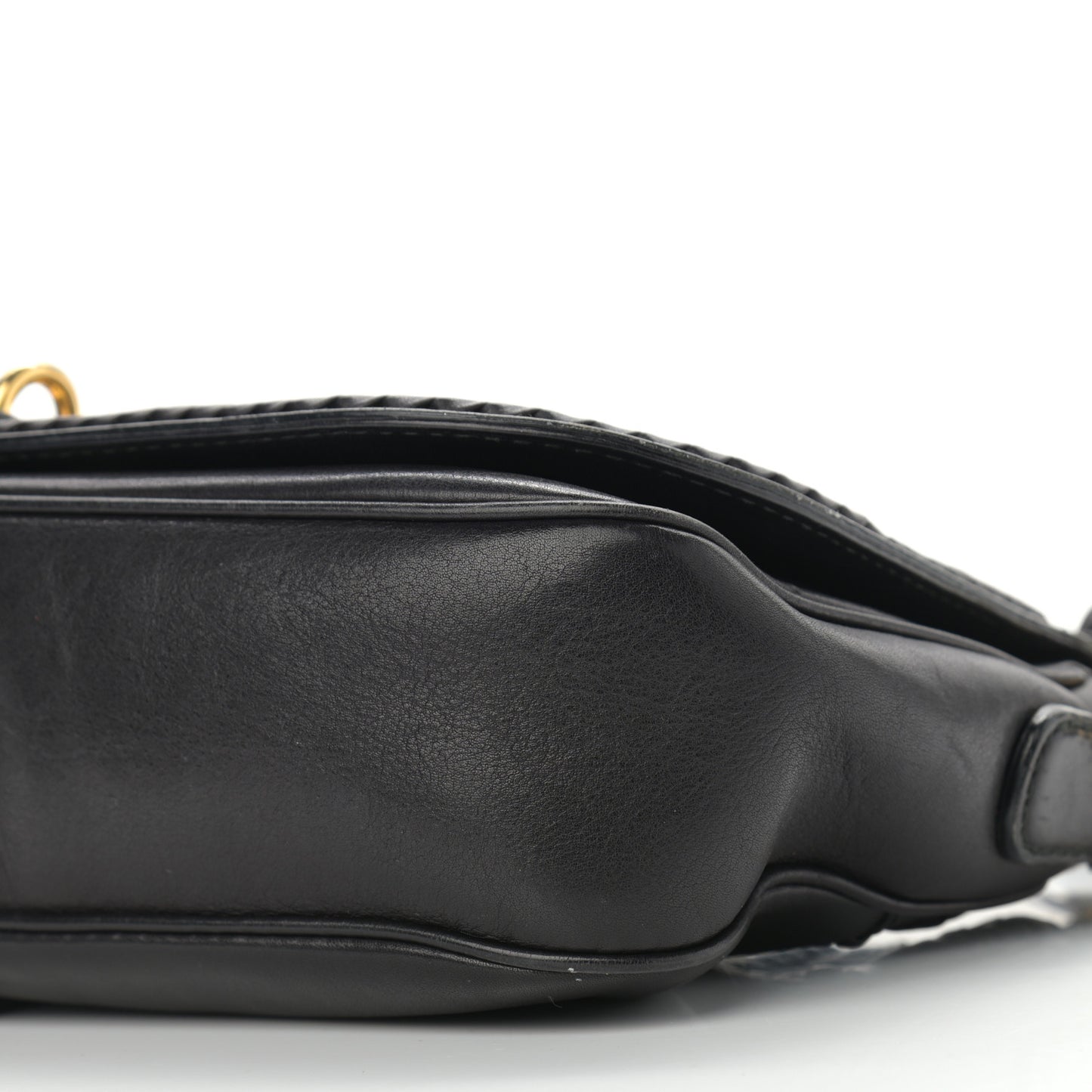 Calfskin Handmade Medium Flap Shoulder Bag Black