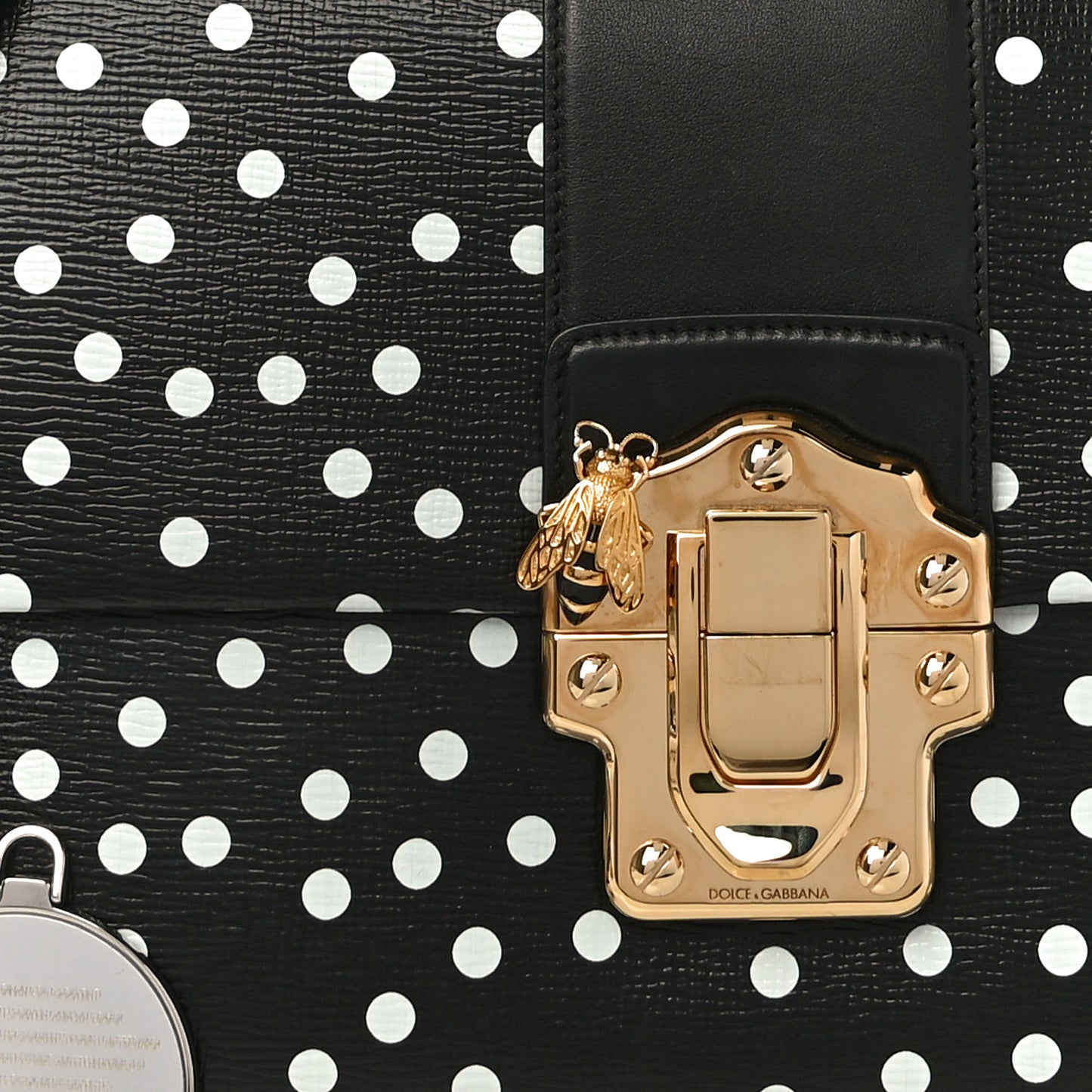 Calfskin Polka Dot Print Lucia Satchel Black