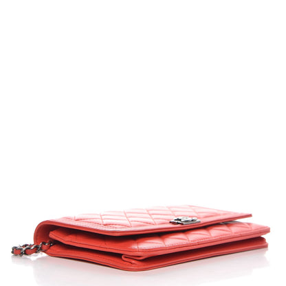 Chanel Lambskin Quilted Boy Wallet On Chain WOC Red 4 of 13