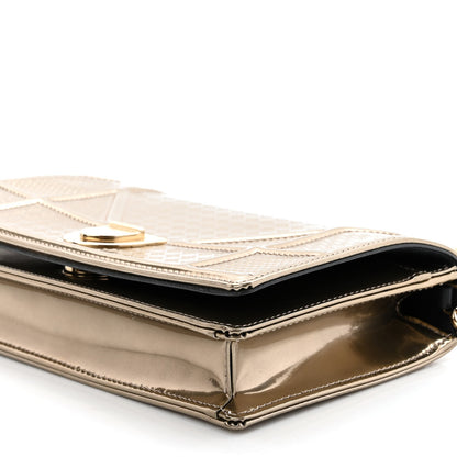 Christian Dior Metallic Patent Micro-Cannage Diorama Wallet on Chain Pouch Gold 9 of 9