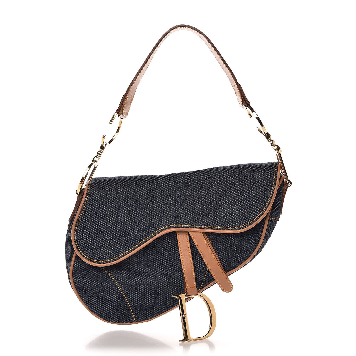 Denim Calfskin Saddle Bag Blue