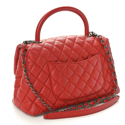 Chanel Caviar Quilted Small Coco Handle Flap Red 3 of 10
