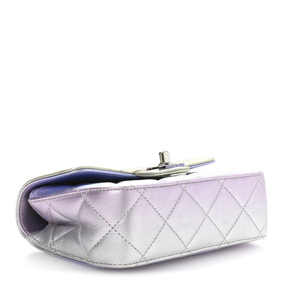 Chanel Gradient Metallic Calfskin Quilted Clutch Silver Blue Yellow Purple 4 of 8