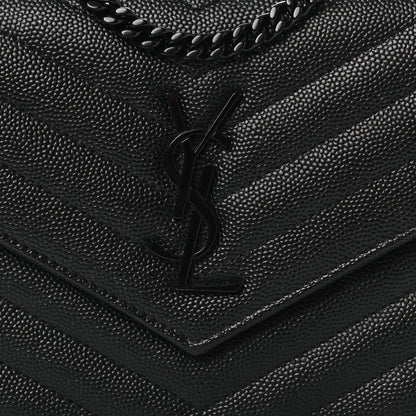 Saint Laurent Grain De Poudre Matelasse Chevron Monogram Monochrome Envelope Chain Wallet Black 9 of 13