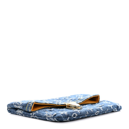 Louis Vuitton Monogram Denim Pochette Plat Clutch Blue 4 of 9