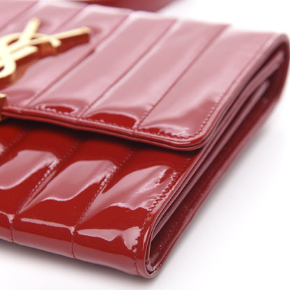 Saint Laurent Patent Calfskin Matelasse Vicky Chain Wallet Rouge Eros 8 of 10