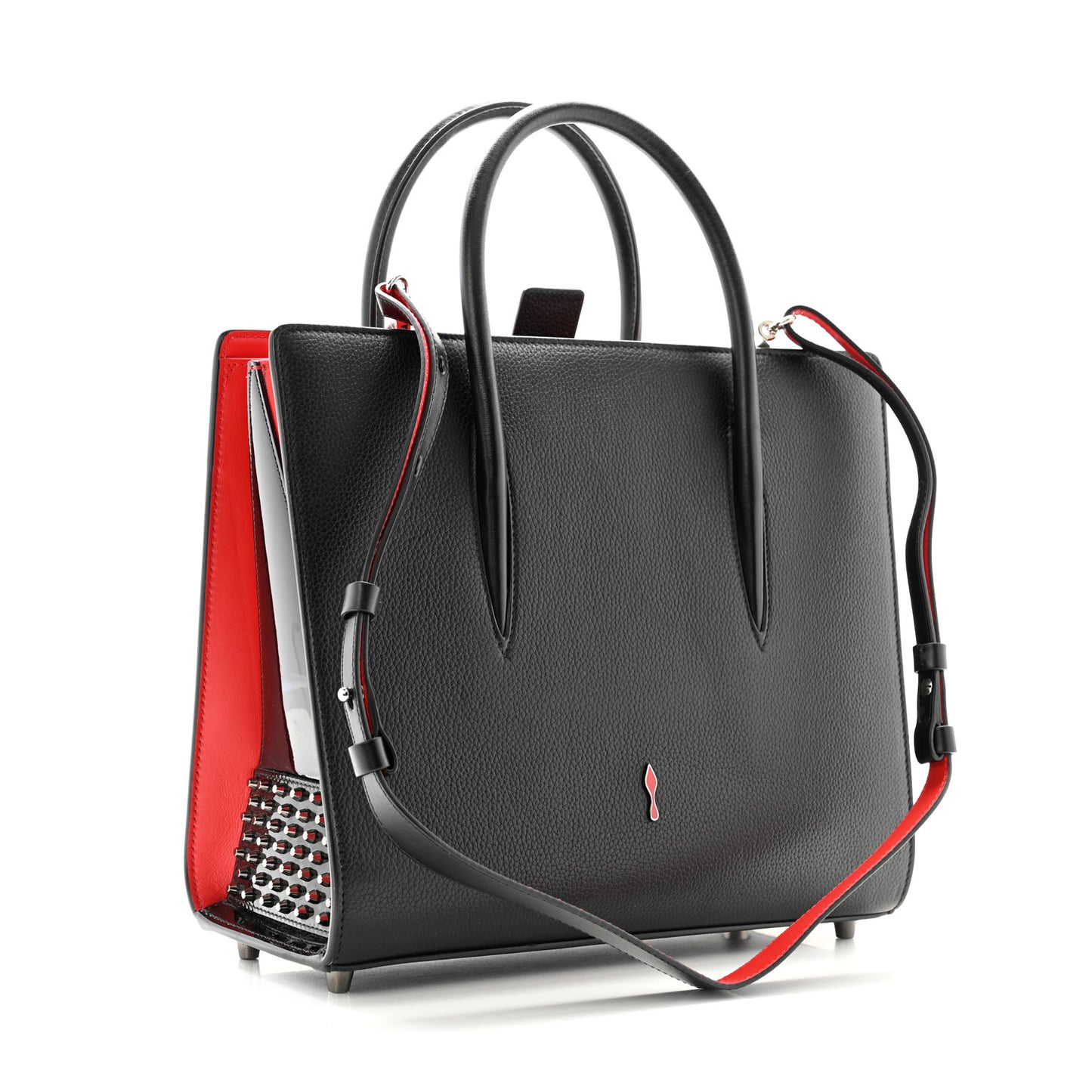 Calfskin Empire Patent Studded Medium Paloma Black