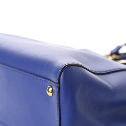 Fendi Vitello Morgan Fabric Jacquard Pequin Medium Peekaboo Iconic Satchel Blue Neon Tobacco 10 of 17