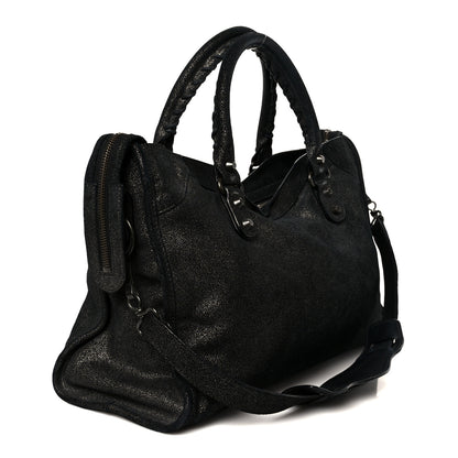 Balenciaga Metallic Craquele Calfskin Classic Hardware City Black 4 of 12