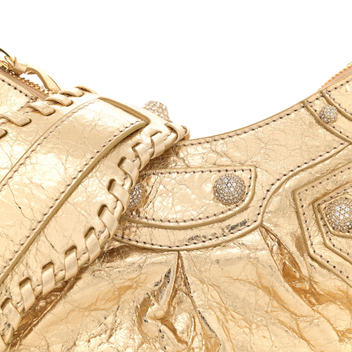Balenciaga Metallic Agneau Arena Crystal Le Cagole Shoulder Bag XS Light Gold 9 of 11