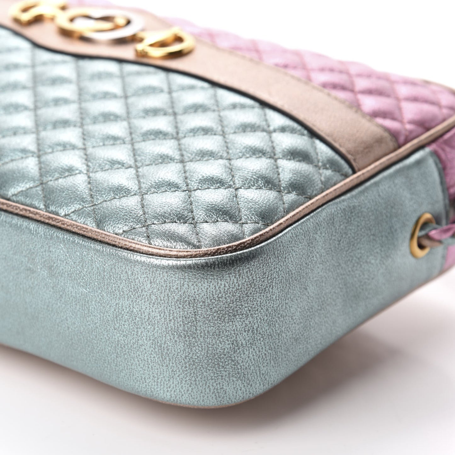 Laminated Nappa Trapuntata Small Zumi Shoulder Bag Rosa Lago Rame