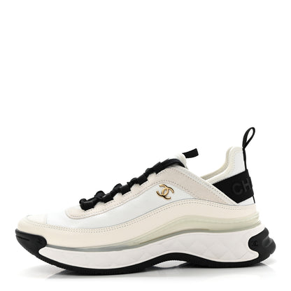 Chanel Velvet Calfskin Mixed Fibers CC Sneakers 39 Ivory Black 1 of 9