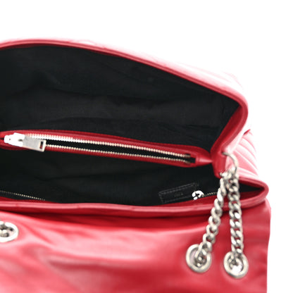 Saint Laurent Calfskin Y Quilted Monogram Medium Loulou Chain Satchel Lipstick Red 5 of 11