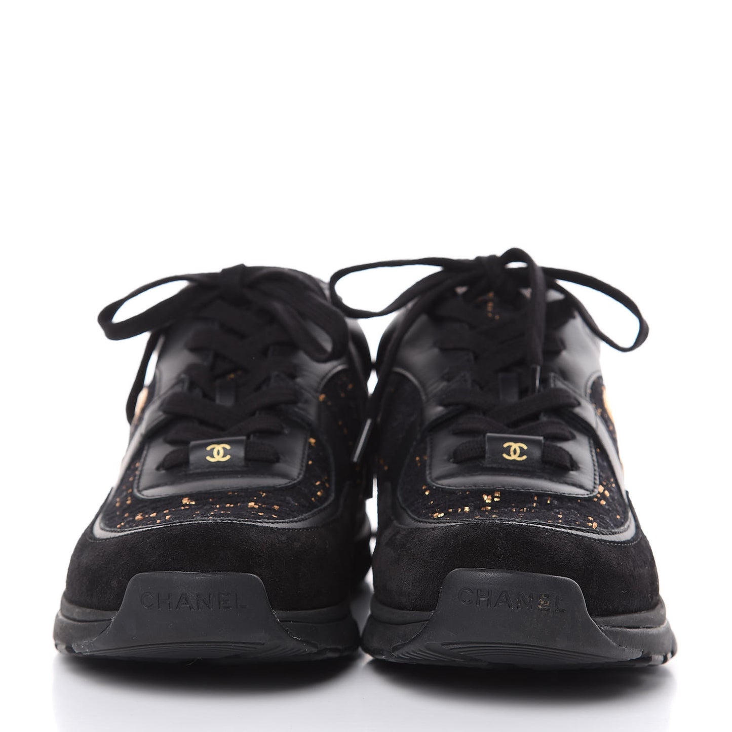 Suede Tweed CC Sneakers 38.5 Black Gold